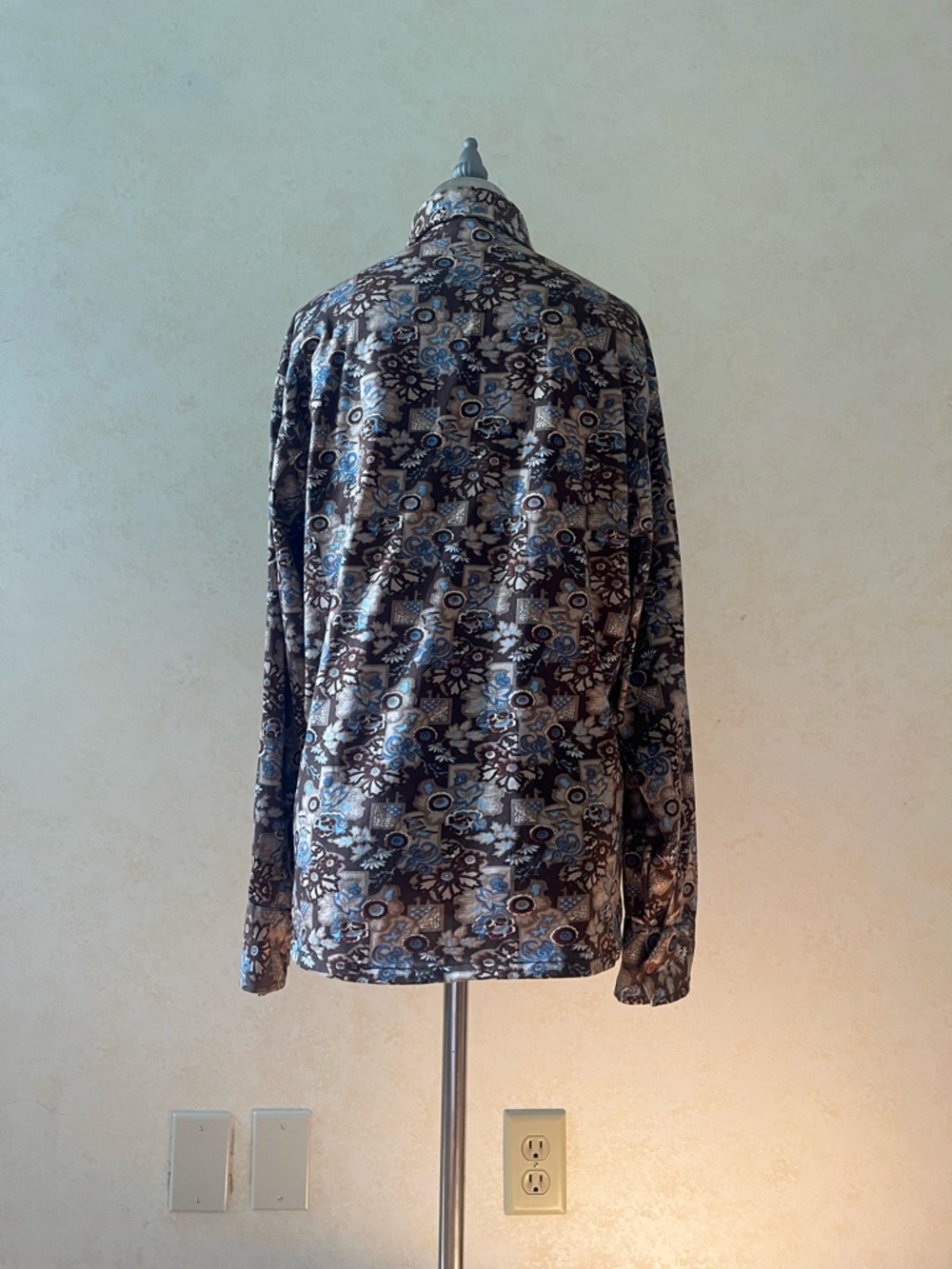 Sears Jeans Joint Vintage 70s Paisley Western Stretch Button Down Dagger Collar - Picture 3 of 4